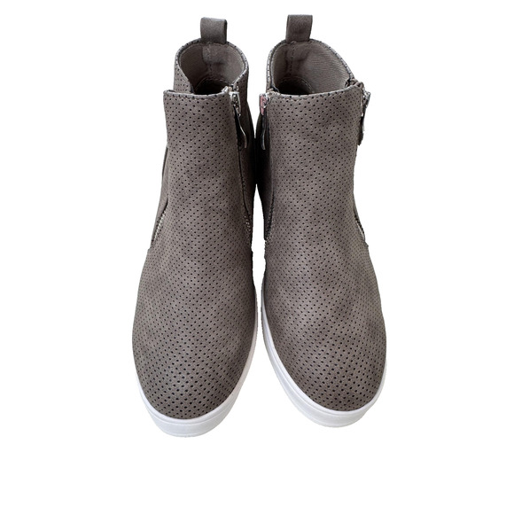 Journee Collection Shoes Womens Size 6 Taupe Penelope Wedge Booties Zip Casual - Picture 1 of 14